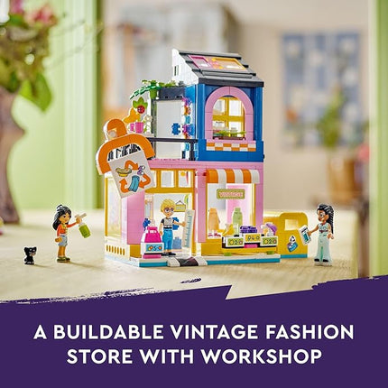 LEGO Friends Vintage Fashion Store, Social-Emotional Toy, Buildable Model, Role-Play Gift Idea for Kids Aged 6 Years Old and Up, Mini-Doll Characters and Cat Figure, Play Together Toy, 42614