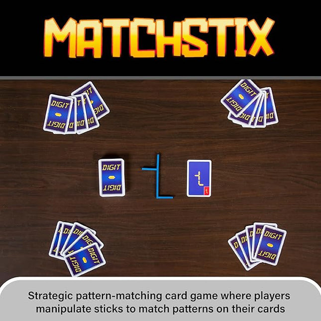 Matchstix – Strategic Pattern-Matching Card Game for 2-4 Players – Move a Stick, Match a Card & Win – Fun Family Game for Kids and Adults Ages 8+
