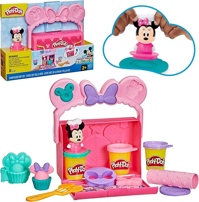 Play-Doh Disney Junior Mickey Mouse Clubhouse, On-The-Go Bakery Playset with Minnie Mouse, Play Food Preschool Toys, Arts & Crafts Gifts for Kids 2+