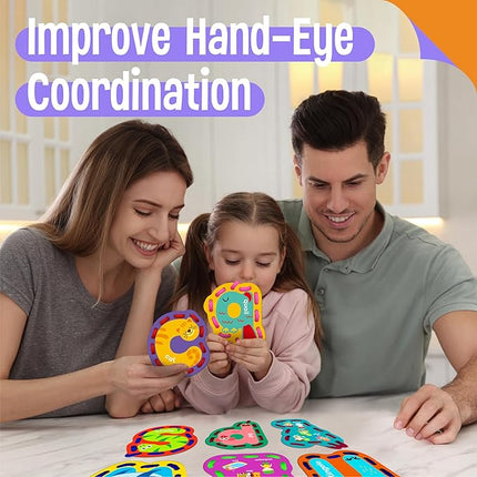 SpriteGru 26PCS Alphabet Lacing Cards, Lowercase Letters Sewing Kit with 26 Double-Sided Cards and 26 Colorful Laces Alphabet Learning Toy Motor Skills Art Crafts for Toddlers, Kids, Students