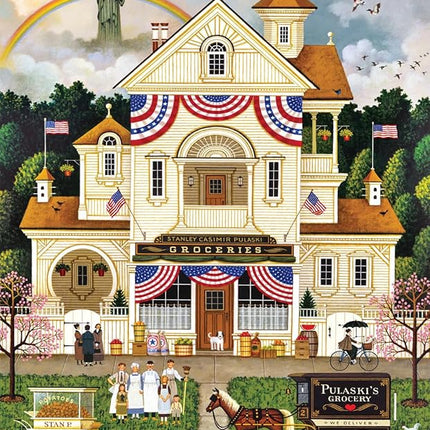 Buffalo Games - Charles Wysocki - Lady Liberty's Independence Day Enterprising - 500 Piece Jigsaw Puzzle for Adults -Challenging Puzzle Perfect for Game Nights