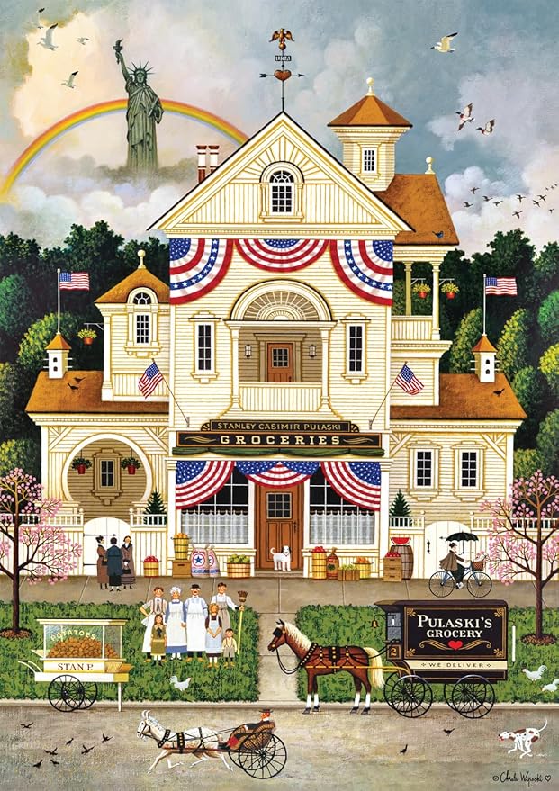 Buffalo Games - Charles Wysocki - Lady Liberty's Independence Day Enterprising - 500 Piece Jigsaw Puzzle for Adults -Challenging Puzzle Perfect for Game Nights