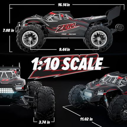 Hosim RC Car for Adults, 1/10 Scale Remote Control Car 48+KMH, High Speed Large RC Truck 4X4 Off-Road All Terrains Waterproof Monster Trucks, Hobby RC Cars for Boys Age 8-12 Toy Gift X05