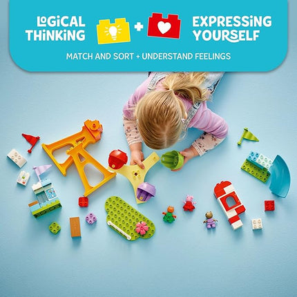 LEGO DUPLO Peppa Pig Funfair Toddler Toy - Sensory Toy Featuring Peppa Pig - Fun Gift for 2+ Year Old Boy or Girl - Helps Preschoolers Develop Color Sorting and Fine Motor Skills - 10453