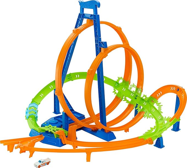 Hot Wheels Toy Car Track Set Action Epic Crash Dash with 1:64 Scale Vehicle & 5 Action Zones, Powered by Motorized Booster (Amazon Exclusive)