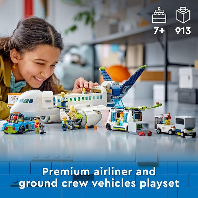 LEGO City Passenger Airplane Toy - Building Toys Set for Boys & Girls, Ages 7+ - Educational Gift for Kids - W/Buildable Vehicle Toys & 9 Minifigures - 60367