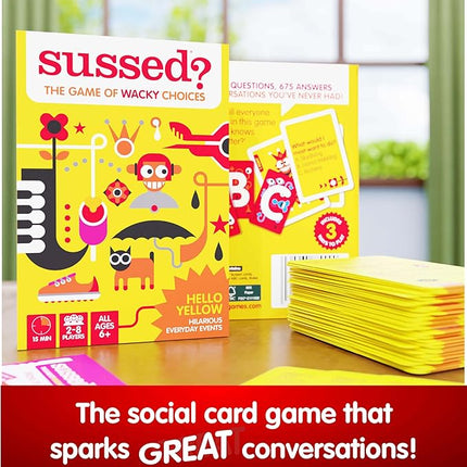 SUSSED The Wacky ‘What Would You Do?’ Card Game - Social Fun for Kids - Easy Travel Game, Family Activity - Ages 6+ - Yellow Pack