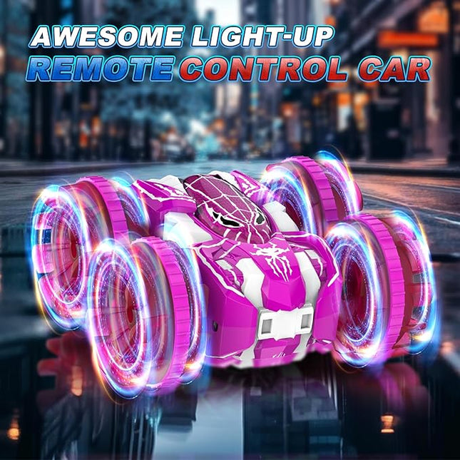 Waterproof Remote Control Car，4WD Land & Water 2.4 GHz RC Car Remote Control Boat，360°Rotation RC Stunt with LED Lights，Boys Girls Gifts All Terrain Water Beach Pool Toy Pink