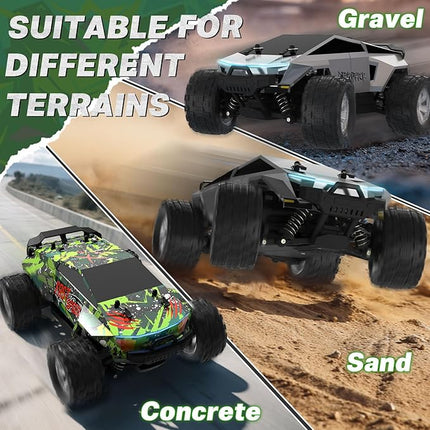 1:18 Scale All Terrain Fast RC Car, 40 KPH High Speed 4WD Electric Vehicle with 2.4 GHz Remote Control, 4X4 Waterproof Off-Road Monster Truck with Two Rechargeable Batteries 60 Min Runtime for Boys 8+