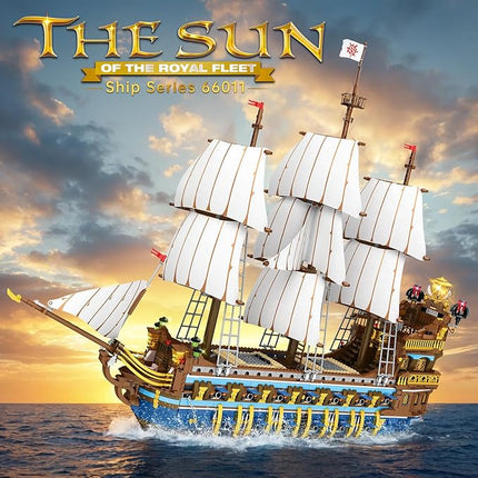 Reobrix Royal Pirate Ship Building Set for Adults, 2858-Piece Large Model Ship, Collectible Luxury Display Pirate Ship Model 66011, Architecture Set Gifts for Maritime Lovers 14+