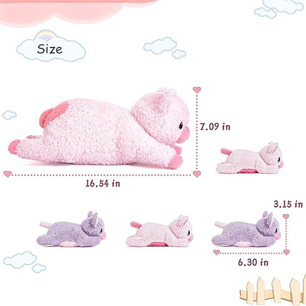 IKASA Mommy Pig Stuffed Animal Mom and Baby Plush Toy,Cute 16" Soft Small Fluffy Mama Family Set Toys with Little Mini Babies,Gifts for Kid