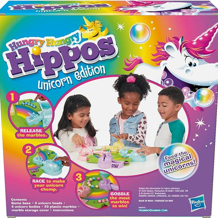 Hasbro Gaming Hungry Hippos Unicorn Edition Pre-School Board Game for Kids Ages 4 and Up; 2-4 Players (Amazon Exclusive)