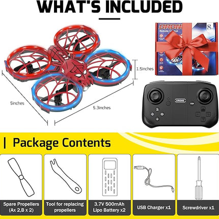 Spider Mini Drone for Kids with 3 Lighting Effects 2 Batteries, RC Helicopter with Altitude Hold, 360° Flips, Headless Mode, 3 Speed, Birthday Gifts Toys for Beginners 8-12 Boys Girls