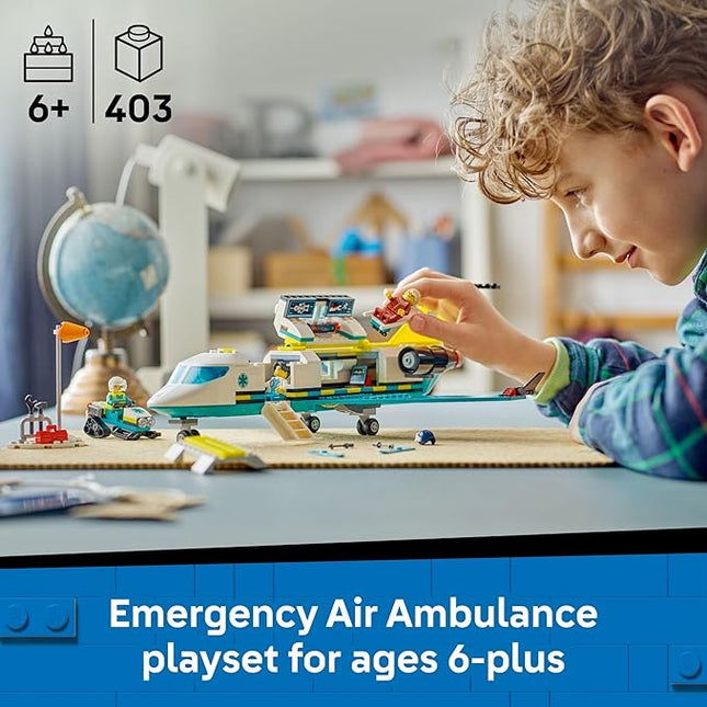 LEGO City Emergency Air Ambulance Airplane Building Toy for Kids - Pretend Play Rescue Airplane Model for Boys & Girls, Ages 6+ - Building Blocks W/Hero Minifigures - Gift Idea for Birthdays - 60465