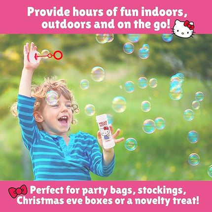 Toyland® Pack of 12 Hello Kitty Bubbles with Wands, 60ml Solution & Novelty Maze Lid - Pocket Money & Party Bag Toys