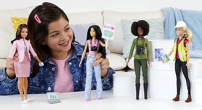 Barbie Eco-Leadership Team 4 Doll Set, Recycled Plastic (Except Head & Hair), Recycled Clothes Fabric, Accessories, Great Gift for Ages 3 Years Old & Up