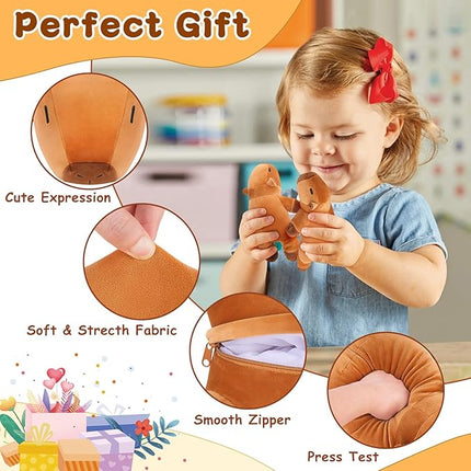 5 PCS Capybara Plush Stuffed Animal Family-Capybara Plush, 20" Large Mommy Plushies with 4 Baby Plushie Toy for Kids, Kawaii Body Pillow Christmas Birthday Gifts for Kids Boys Girls