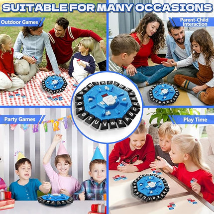 Word Game Family Board Game with Digital Display Timer and 2 Categories Modes Fun Fast-Paced 24-Letter Game for Learning Party Interactive (Blue)