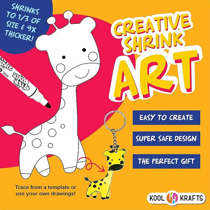 Shrink Krafts - Shrinky Paper Kit for Kids - Arts and Crafts for Girls & Boys Ages 6-12 - Craft Kits Art Set - Indoor DIY Activity Craft Kits - Fun Creative Shrinky Charms for Kids