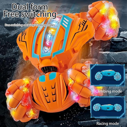 Gesture Sensing RC Stunt Car-Best Gifts for Boys 6-12 Years Old,2.4GHz 4WD Remote Control Twist Car with 360° Rotation, Music & Cool Lights,Off-Road Vehicle with Dual Batteries (Blue)