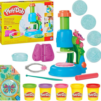 Play-Doh Light & Look Microscope for Kids, Electronic Preschool Toys for Girls & Boys, 9 Accessories & 5 Colors, Back to School Gifts, Ages 3+