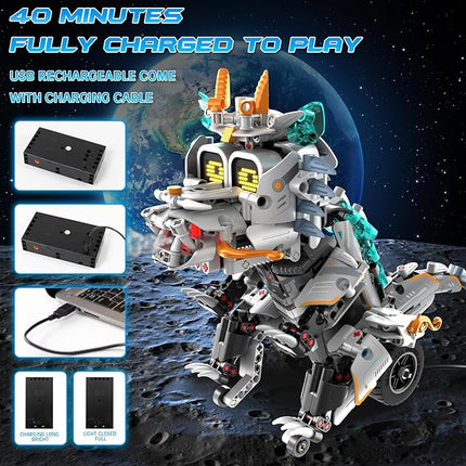 STEM Building Toys for Kids 6-14, Remote & APP Controlled 3in1 STEM Dinosaur Motorcycle Robot Building Kit for Kid with Music Spray, 646 Pcs Building Blocks Set Birthday Xmas Gift Ideas for Boys Girls