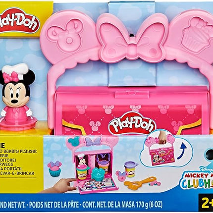 Play-Doh Disney Junior Mickey Mouse Clubhouse, On-The-Go Bakery Playset with Minnie Mouse, Play Food Preschool Toys, Arts & Crafts Gifts for Kids 2+