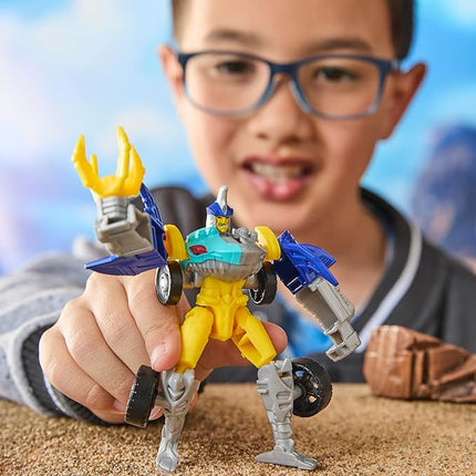 Transformers CYBERWORLD Sky-Byte Cyber Changers 4-Inch Action Figure, Quick Change to Car Mode, Robot Toys for Boys and Girls 6 and Up