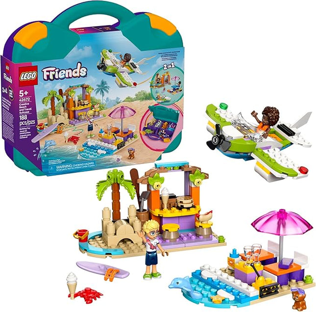 LEGO Friends Creative Beach and Travel Suitcase Toy Building Set - Portable Pretend Play Set for Kids, Girls and Boys, Ages 5+ - Gift for Birthdays - Preschool Toy with 2 Minidolls - 42672