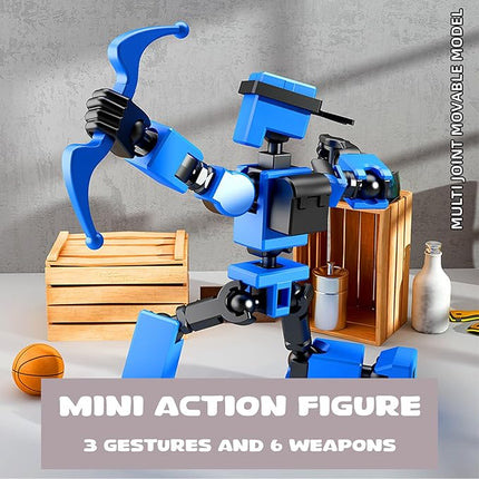 4-Pack Mini Action Figures Set - Assembled Robot Anime Figures with Movable Joints - Fidget Toys for Boys and Girls (White, Red, Grey, Yellow)