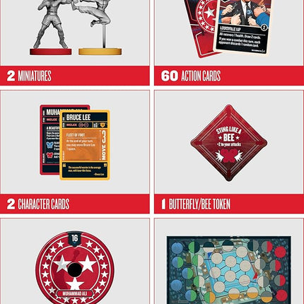 Restoration Games Unmatched Muhammad Ali vs Bruce Lee - Strategy Board Game for 2 Players - Heroes Expansion with Miniatures, Unique Decks, and Abilities - 20 Min Playtime - Ages 9+