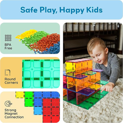 PicassoTiles Magnetic Building Block Tiles Supersize Stabilizer Base Toy Large Size Magnet Tile Plate Jumbo XL Add On Durable Foundation Compatible Education Construction STEM Learning Stacking Set