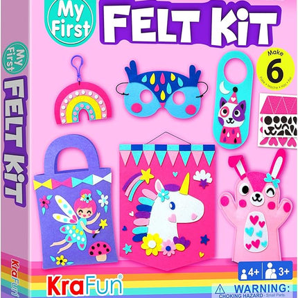 KRAFUN My First Beginner Felt Kit Unicorn Girl Animal Craft for Kids, Toddlers, Boys, Girls Age 3-6 Years Old, Include 6 DIY Handmade Arts and Crafts Projects, Activities Preschool Creative Toys