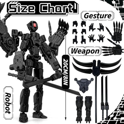 8Inch T13 Action Figure Assembly Completed,3D Printed Multi-Jointed Movable Toy Nova 13 Action Figures Desktop Decorations for Game Lovers Toy (Black)