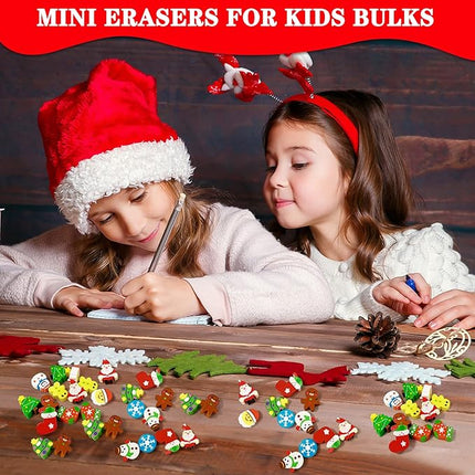 150 Pcs Christmas Mini Erasers for Kids, Cute Small Animal Erasers Bulk for Kids Desk Pets Christmas Pencil Erasers Socks Santa Snowflakes Gift Filling Homework School Classroom Rewards Prizes