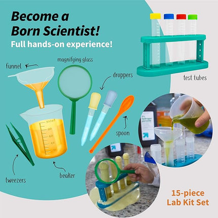 Born Toys Science Kit for Kids Ages 5-8, Includes Experiments, Goggles, Lab Coat & Pretend Play