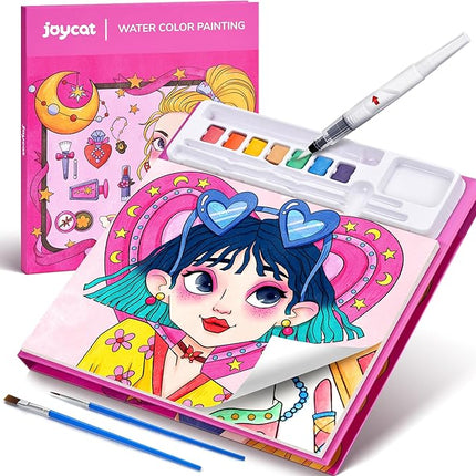 JoyCat Paint with Water Coloring Books for Toddlers, Watercolor Painting Sets for Kids Ages 3-5 4-8, Arts and Crafts Drawing Activities Toy Birthday Gift for Boys Girls (Makeup & Manicures)