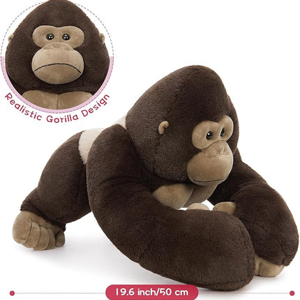 MaoGoLan 4Pcs Giant Gorilla Stuffed Animals -19.6" Large Brown Gorilla Plush with 3 Babies Stuffed Gorilla Inside, Soft and Cuddly Companion Plush Toy Gifts for Kids,Children,Boys,Girls