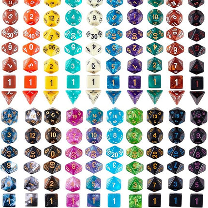 Coyeekn DND Dice Set, 20 x 7 (140 Pieces) Polyhedron Dice 20 Colors Dice for Dungeons and Dragons DND RPG MTG Table Games D4 D8 D10 D12 D20 with 1 Large Flannel Bag