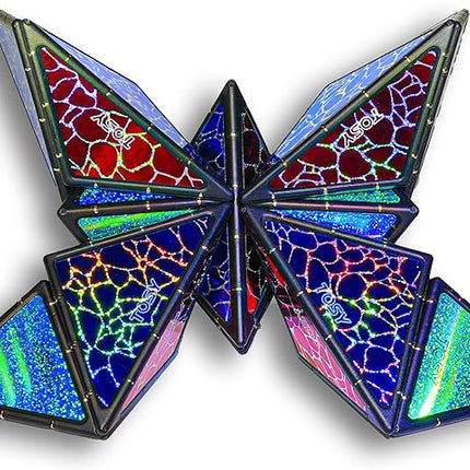 TOSY Magnet Pyramid Stone - 1 Cube Transforms into 1 Billion Shapes, 14 pcs (12 Puzzle pcs and 2 Accessories), 243 Rare Earth Magnets, Holographic Design Magnet Tiles Creative Puzzle STEM/STEAM Toy