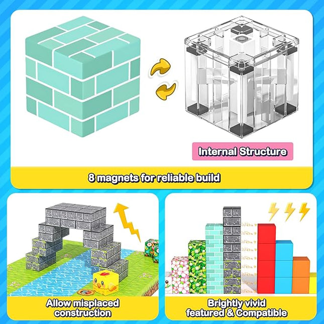 108PCS Magnetic Blocks Kids Magnet Toys, Mine Magnet World Bunny Garden Wonderland Building Crafts, Sensory Learning Toys Game Gifts for Kids Ages 3-5 4-6 5-7 8-12 Year Old Boys Girls