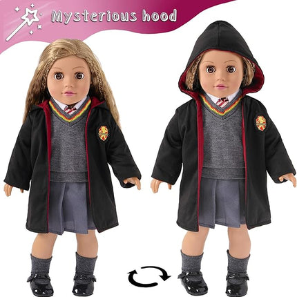 18 Inch Doll Clothes and Accessories School Uniform Costume Set Include Outfit Shoes for Girls (No Doll)