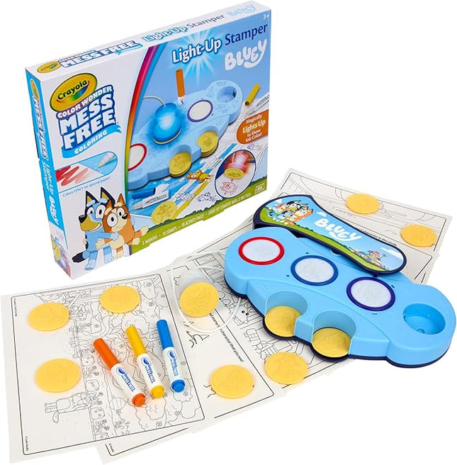 Crayola Magic Light Up Bluey Stamper Art Set, Toddler Mess Free Coloring & Stamping Kit, Holiday for Kids, Bluey Toys, Ages 3, 4, 5