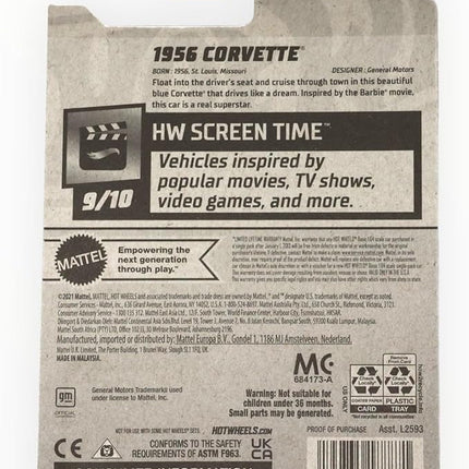 Hot Wheels 1956 Corvette, HW Screen Time 9/10 (Blue)