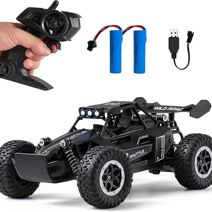 Remote Control Car RC Cars 1:16 All Terrain Monster Truck LED Headlights, Outdoor 2WD Off Road Hobby RC 2.4GHz High Speed, 20Km/h RC Car Toys Gift for Kids Boys 3 4 5-12 (Black)