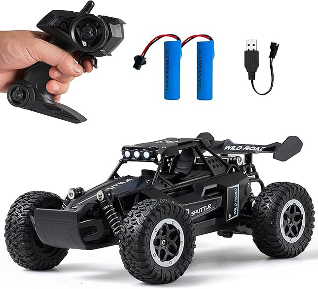 Remote Control Car RC Cars 1:16 All Terrain Monster Truck LED Headlights, Outdoor 2WD Off Road Hobby RC 2.4GHz High Speed, 20Km/h RC Car Toys Gift for Kids Boys 3 4 5-12 (Black)