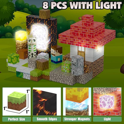 200PCS Magnetic Blocks Building Toys Set, Light Up Magnet Cubes, 3D Magnetic Building Blocks for Kids Boys Girls Ages 3+, STEM Sensory Christmas Birthday Present Construction Toys