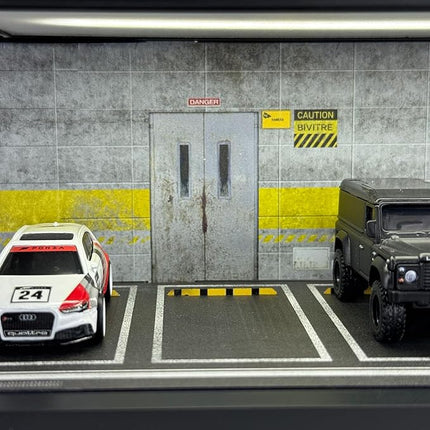 1/64 Model Car Display Case - Compatible with Hot Wheels Matchbox Mini GT Diecast Cars,Acrylic Box for Toy Cars Display Décor and Storage,Stackable Garage Diorama with LED Lights(1T-D5)