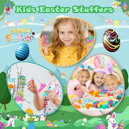 Easter Pop Fidget Toys Bulk Its 24 Pack Easter Party Favors for Kids Easter Egg Fillers Basket Stuffers Mini Pop Keychain It Goodie Bag Stuffers Fidgets for Classroom Prizes Kids Party Supplies Gifts