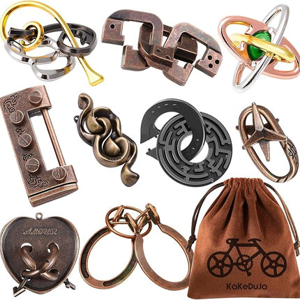 9pcs Metal Puzzle for Adult Disentanglement Puzzles Lock Puzzle Games Set Gift for Adults Teenagers